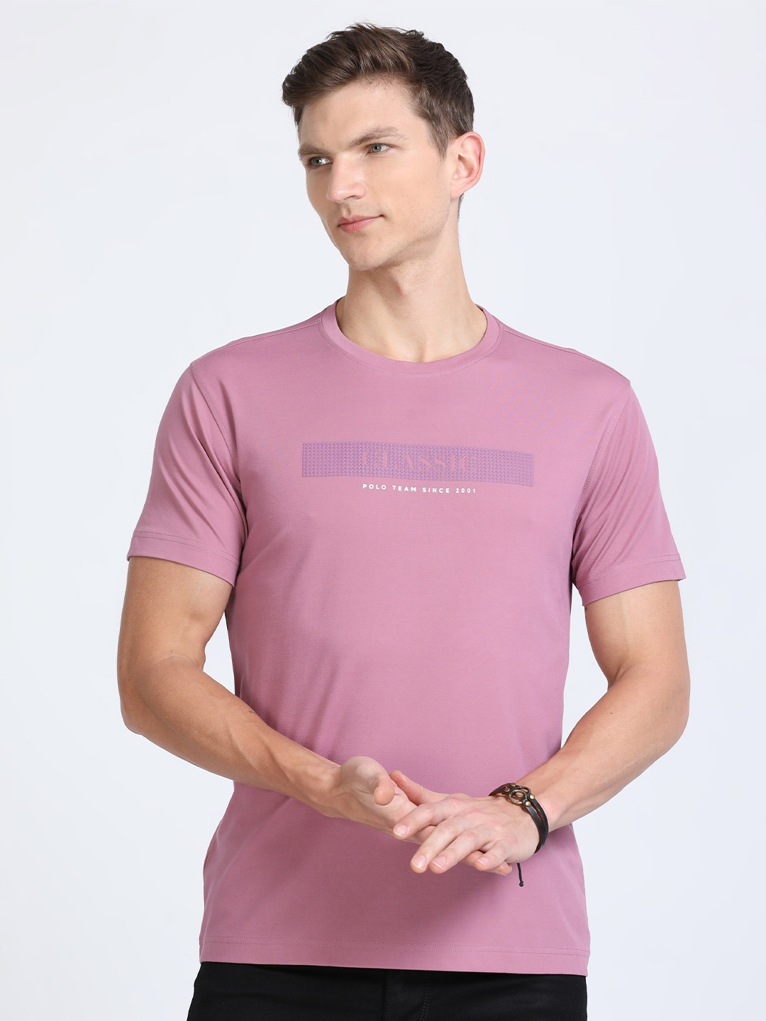 

Classic Polo Typography Printed Cotton Slim Fit T-shirt, Pink