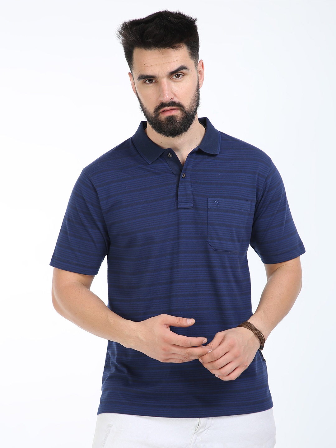 

Classic Polo Striped Short Sleeves Cotton T-shirt, Blue