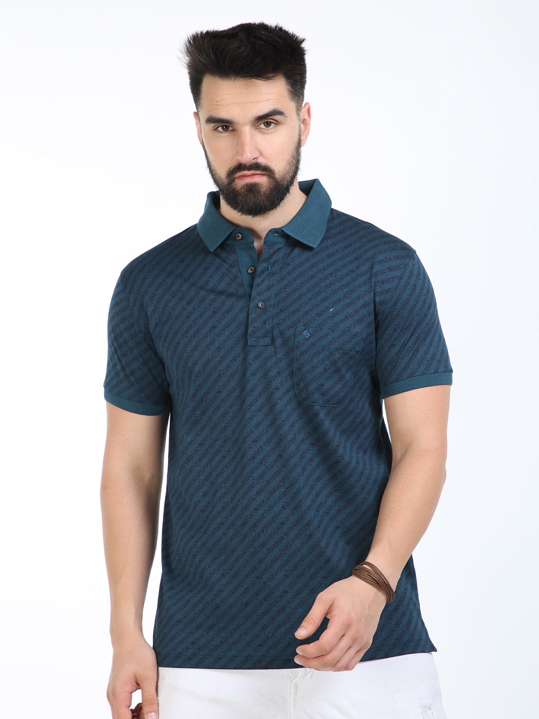 

Classic Polo Striped Polo Collar Slim Fit Cotton Regular T-shirt, Blue