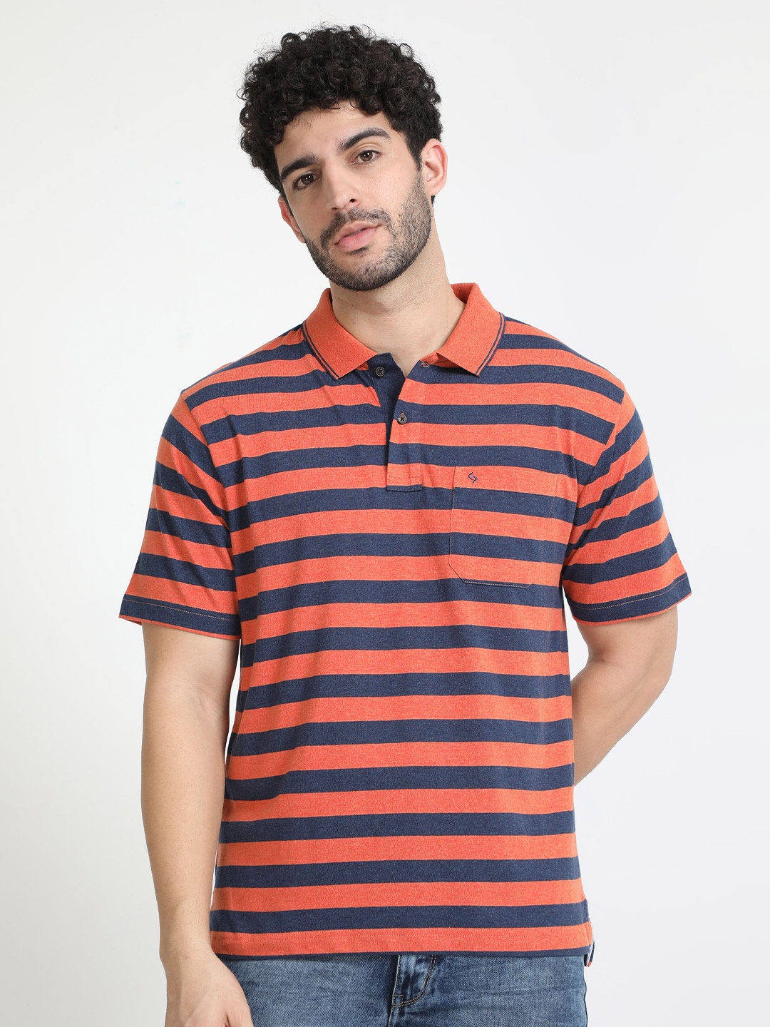 

Classic Polo Colourblocked Polo Collar Cotton Regular T-shirt, Orange