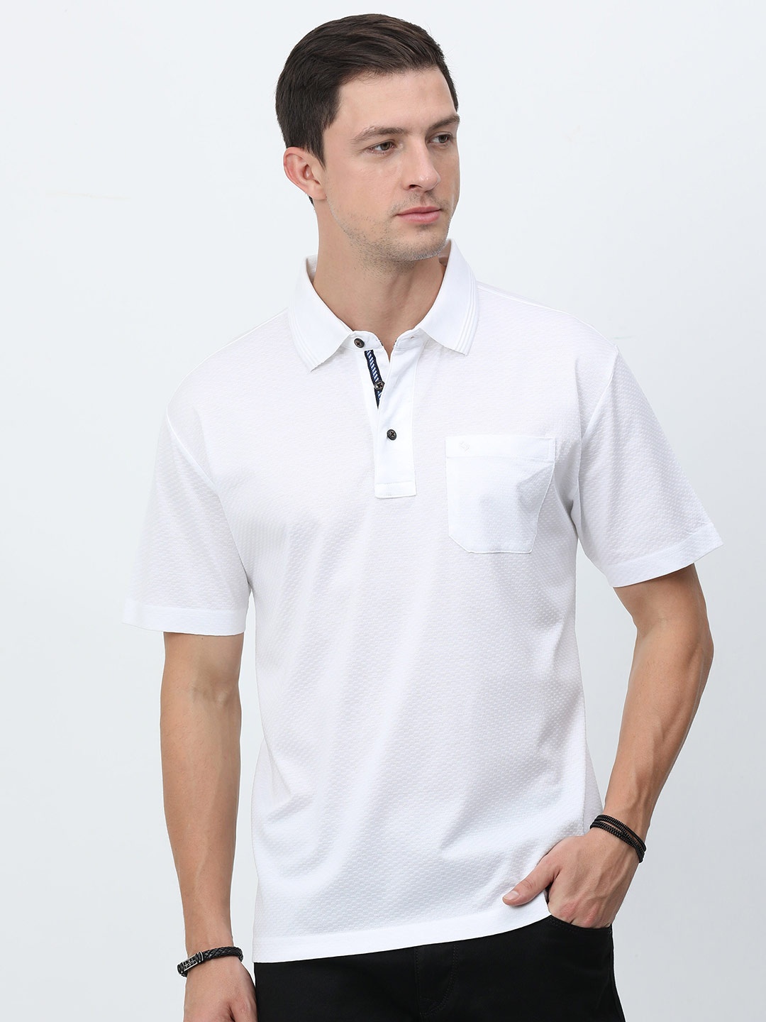 

Classic Polo Cotton Polo Collar Pockets T-shirt, White