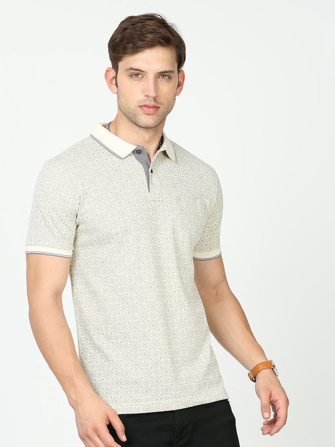 

Classic Polo Cotton Polo Collar Slim Fit T-shirt, Cream