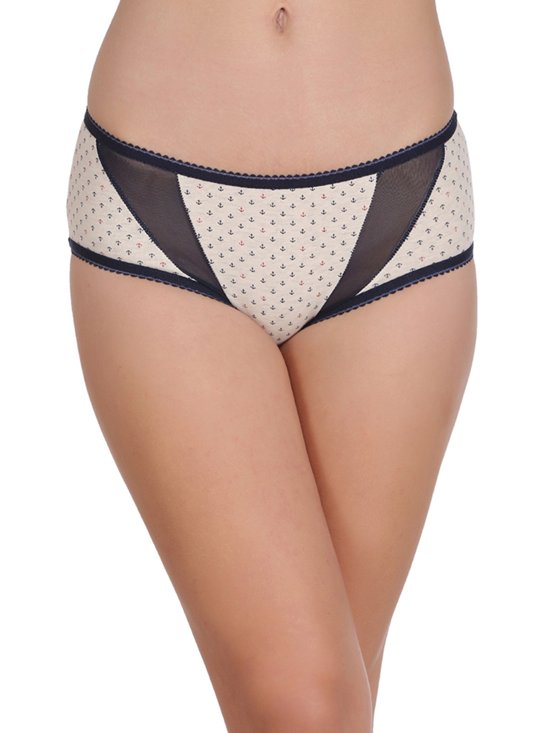 

Clovia White & Navy Blue Mid Waist Printed Hipster Briefs PN2306P18
