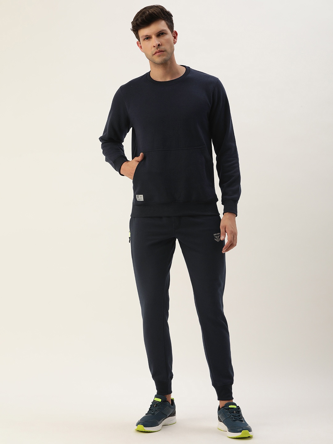 

Sports52 wear Solid Round Neck Pullover Sweatshirt With Joggers, Navy blue