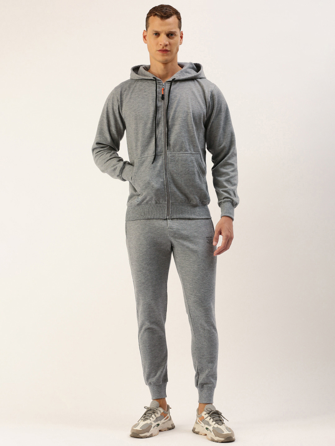 

Sports52 wear Solid Hooded Tracksuit, Grey melange