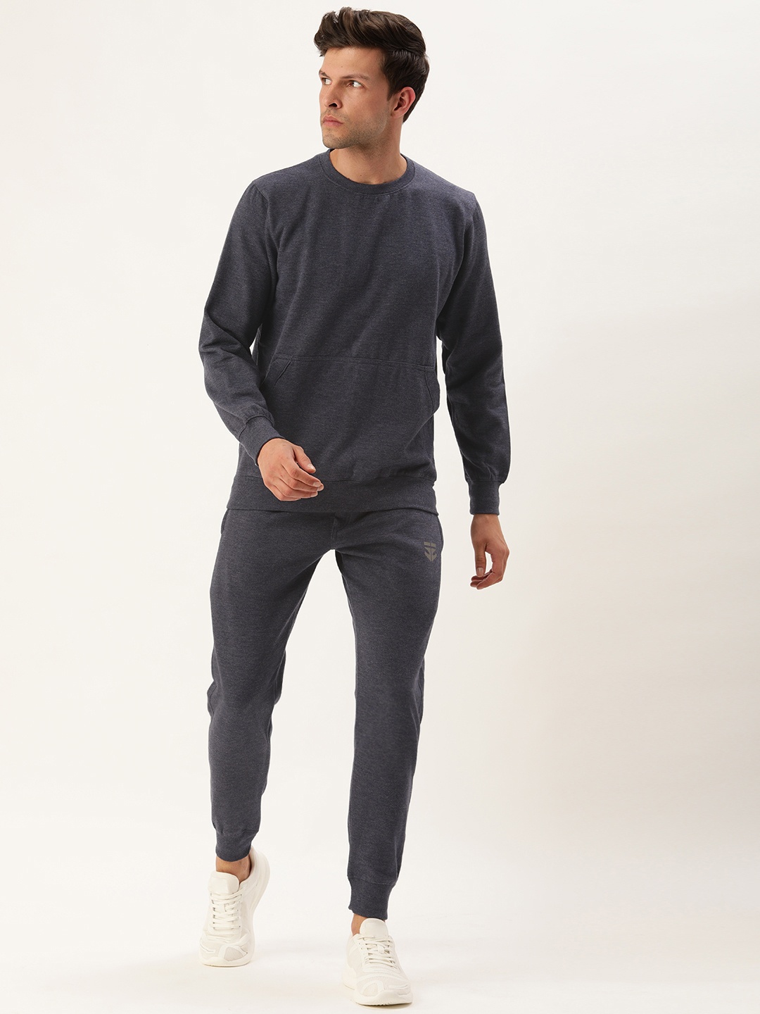 

Sports52 wear Solid Round Neck Sweatshirt And Mid-Rise Jogger, Navy blue