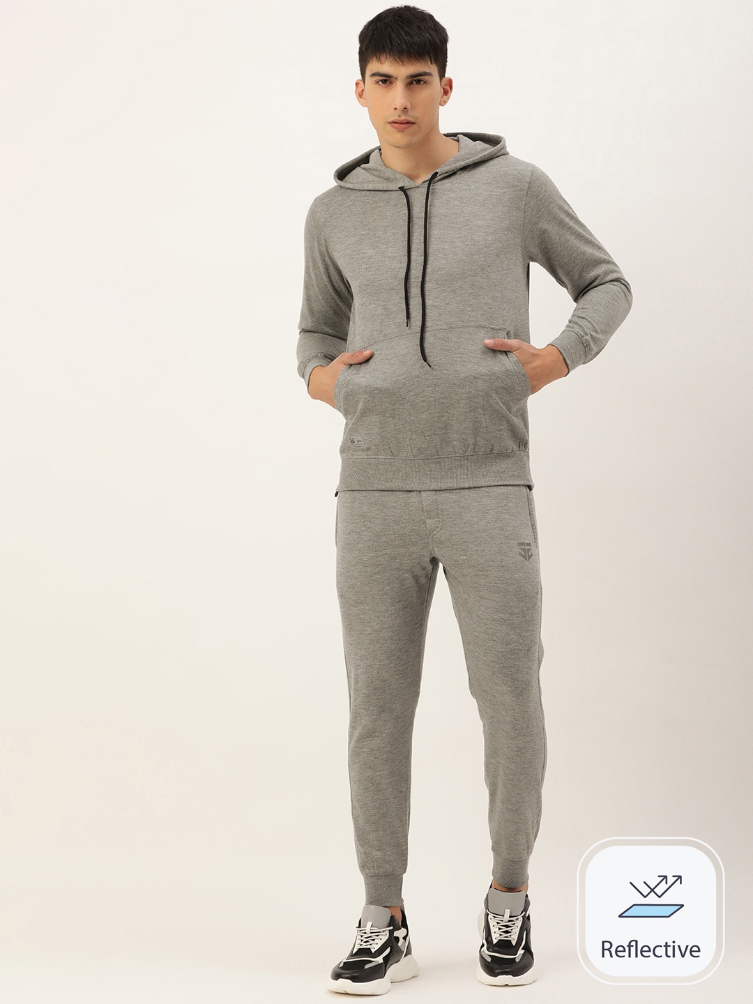 

Sports52 wear Solid Hooded Jacket With Joggers, Grey melange