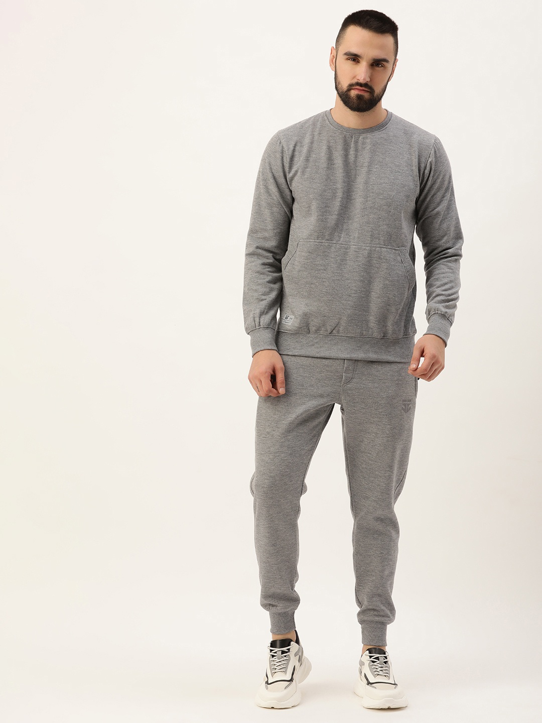 

Sports52 wear Men Round Neck Training Tracksuit, Grey melange