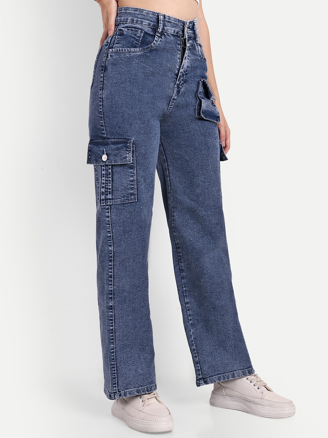 

Next One Women Smart High-Rise Clean Look Wide Leg Stretchable Jeans, Blue