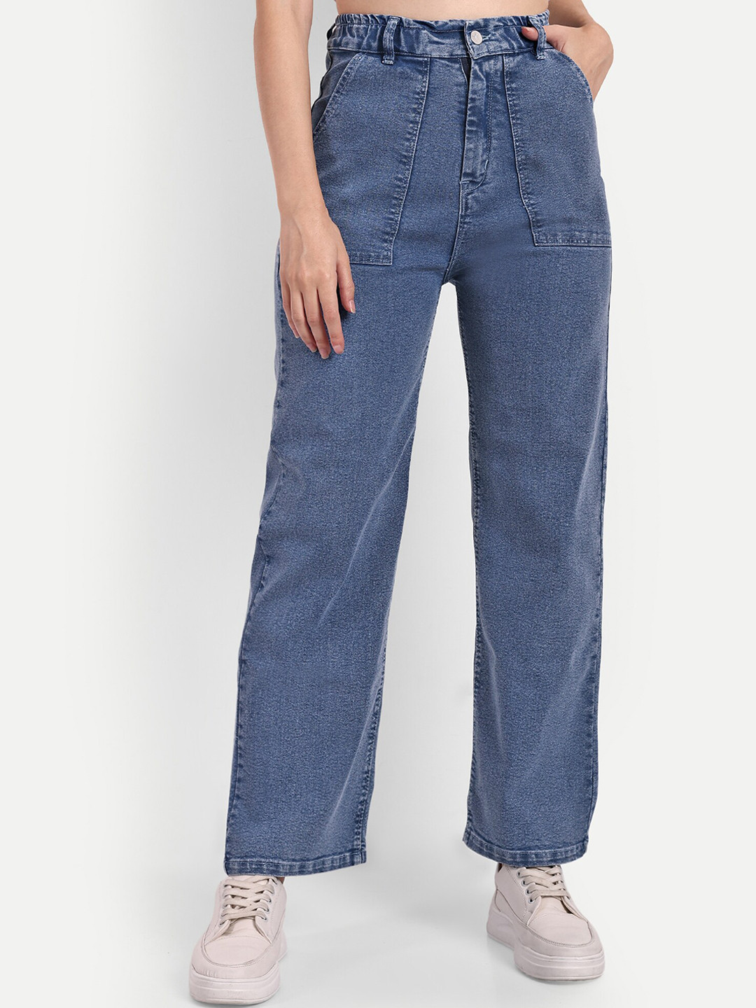 

Next One Women Smart Wide Leg High-Rise Clean Look Stretchable Jeans, Blue