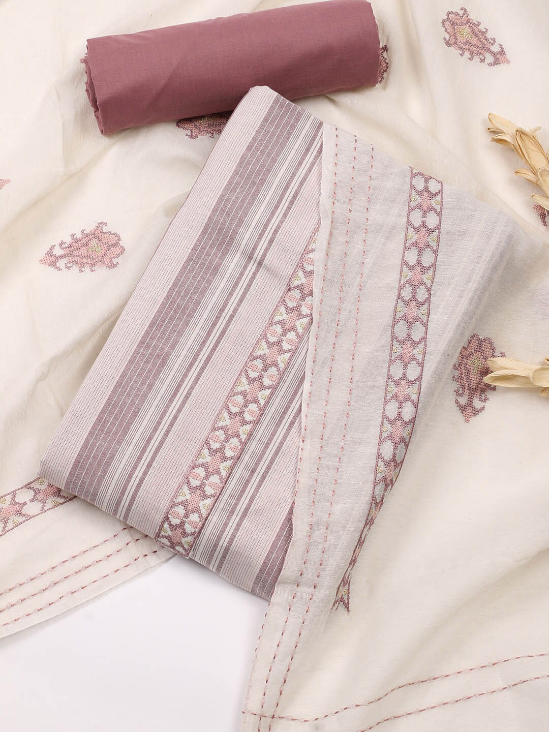 

Meena Bazaar Woven Design Unstitched Dress Material, Purple