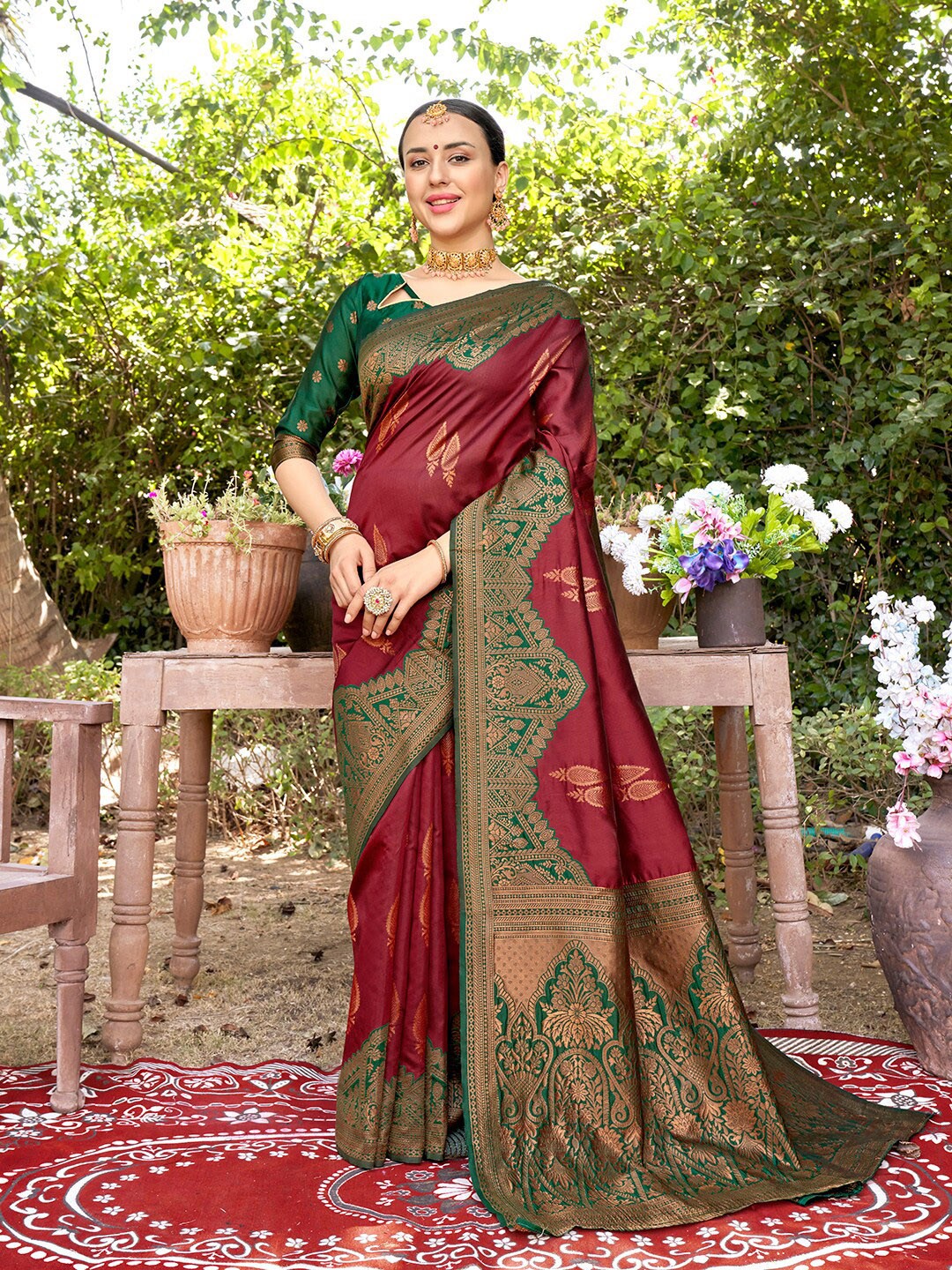 

Anouk Woven Design Zari Saree, Maroon