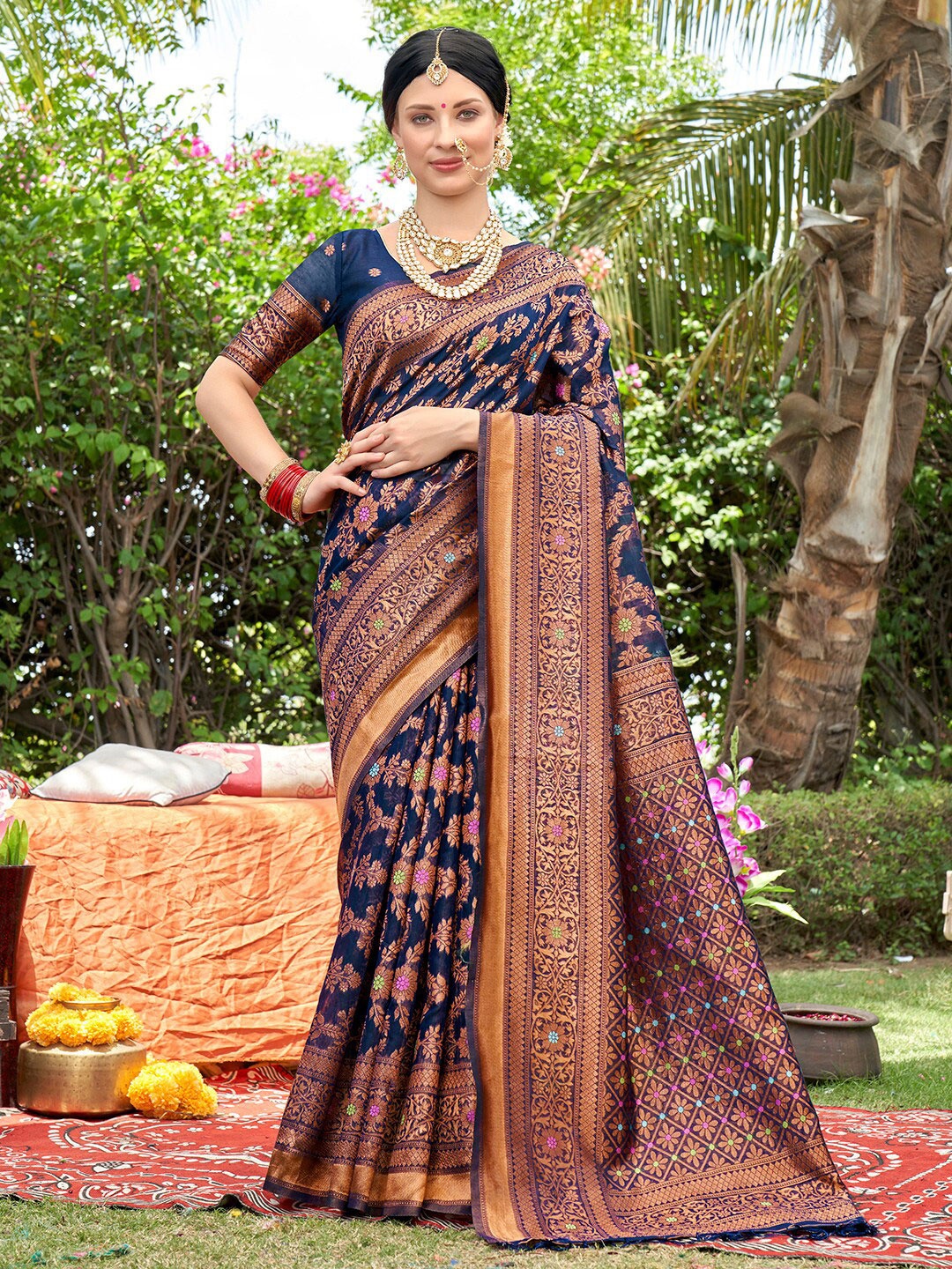 

Anouk Woven Design Zari Banarasi Saree, Blue