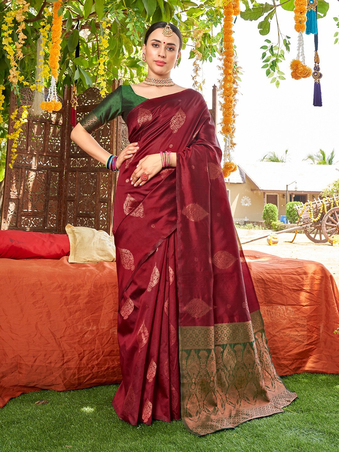 

Anouk Woven Design Zari Banarasi Saree, Maroon