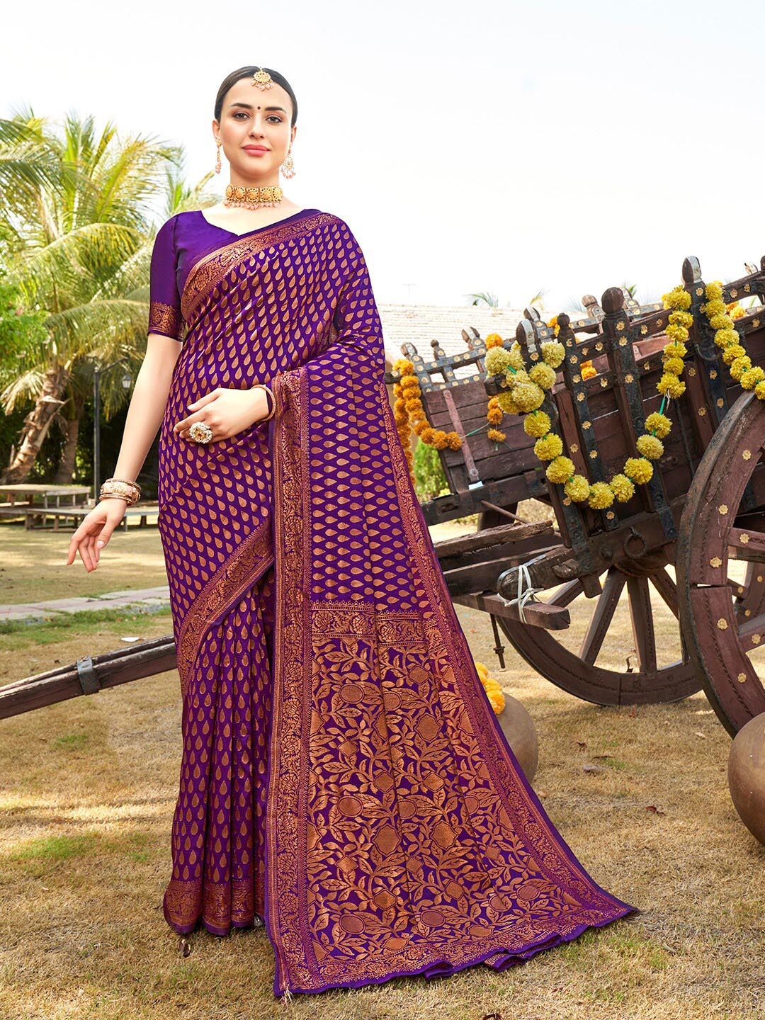 

Anouk Woven Design Zari Banarasi Saree, Purple