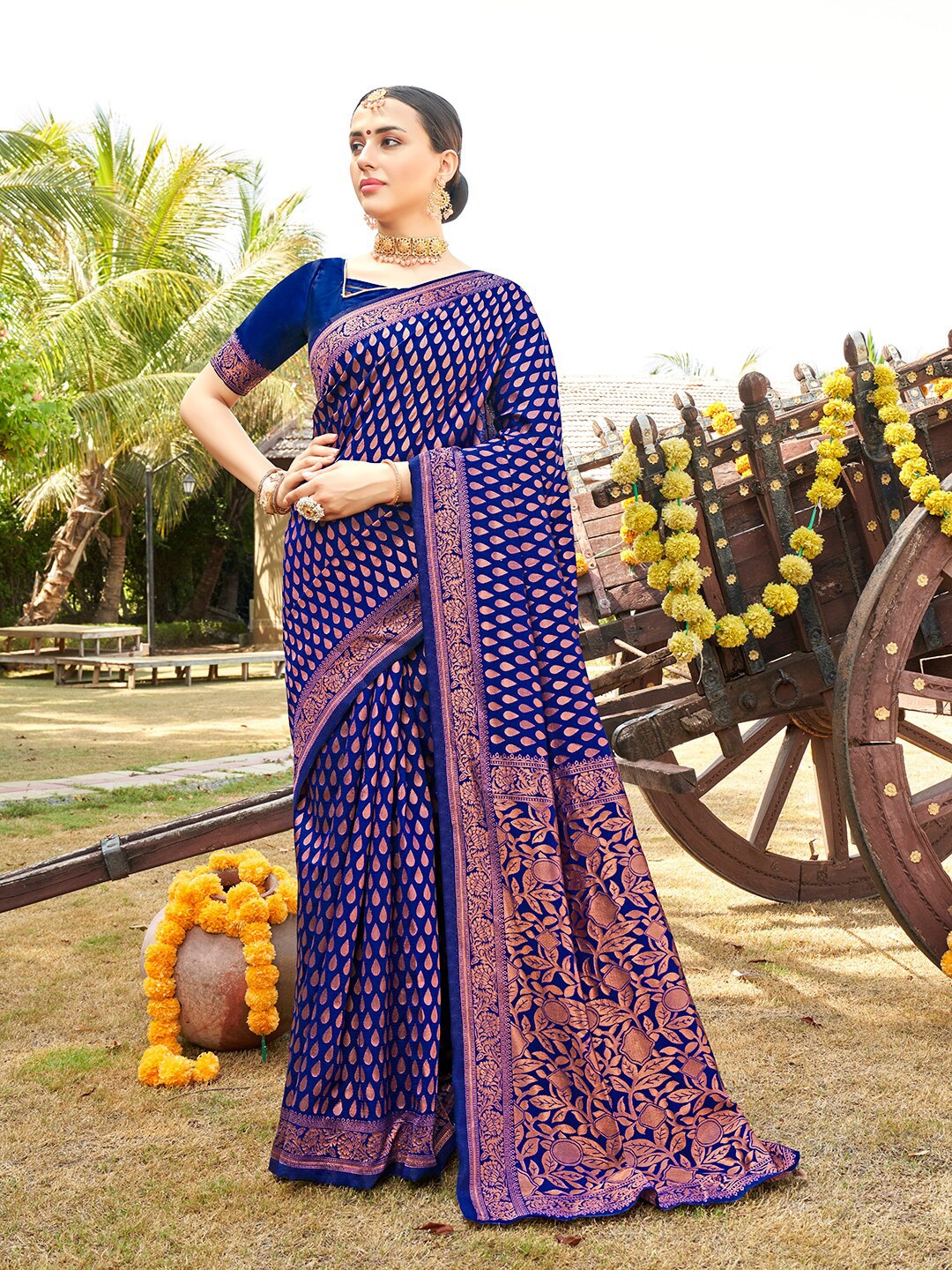 

Anouk Rustic Woven Design Zari Art Silk Banarasi Saree, Blue