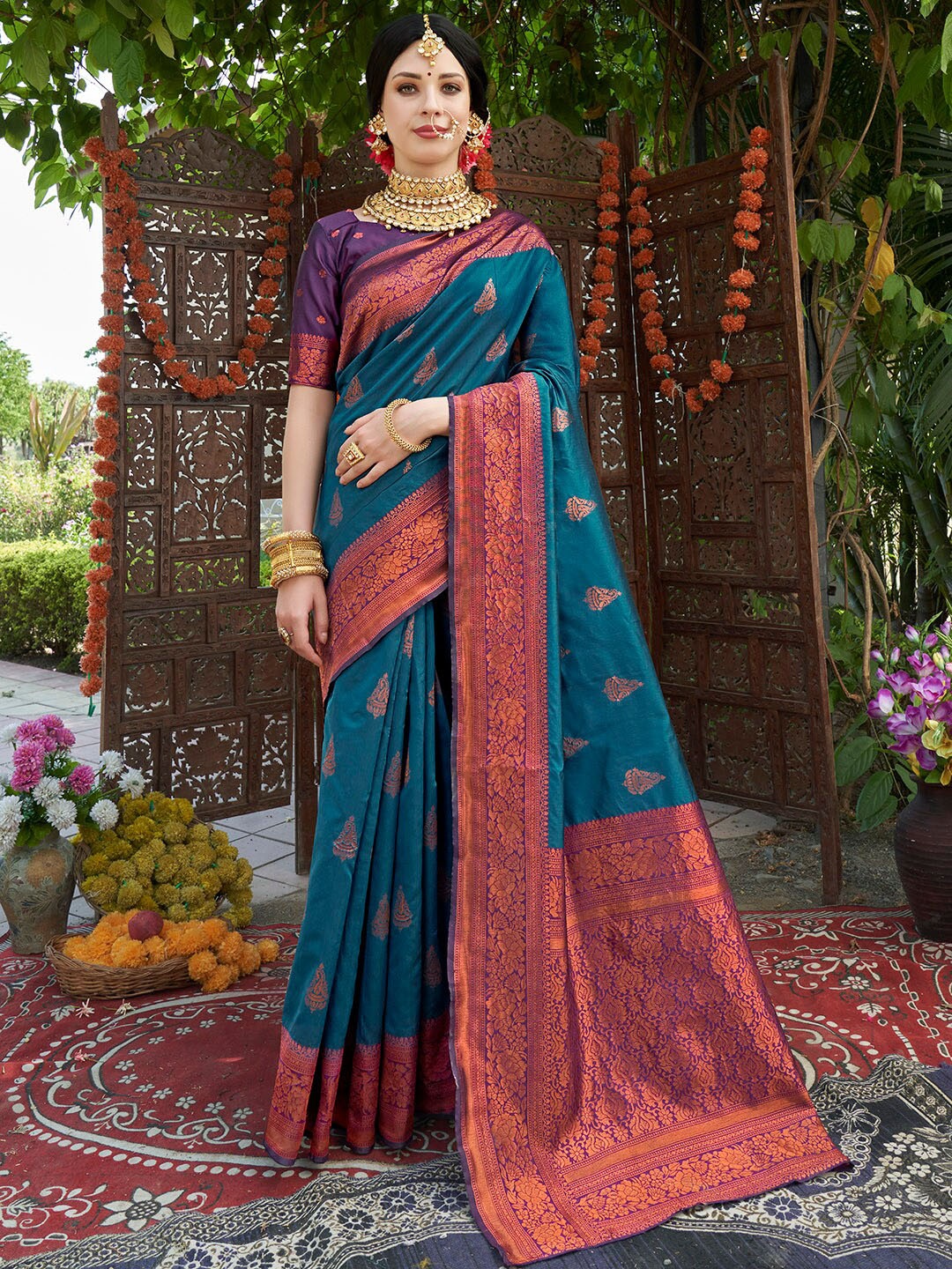 

Anouk Woven Design Zari Art Silk Kanjeevaram Saree, Blue