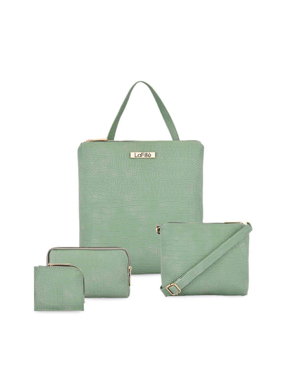 

LaFille Pack Of 4 Water Resistence Structured Handheld Bag, Green