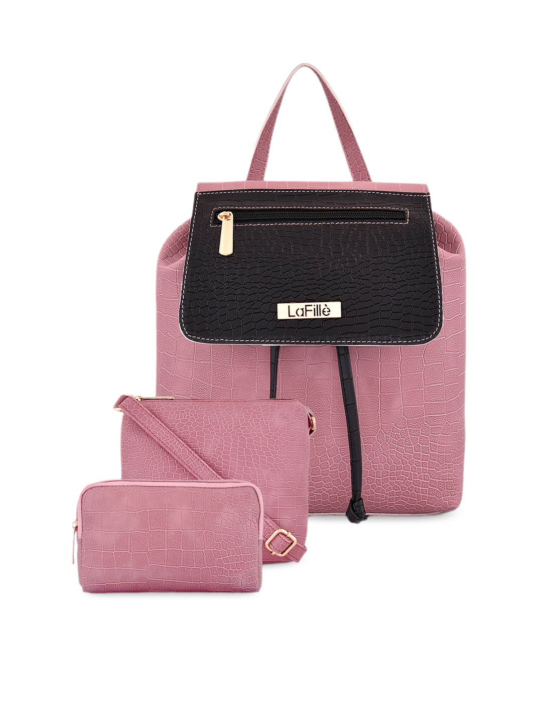 

LaFille Pack Of 3 Colourblocked Water Resistence Structured Handheld Bag, Purple
