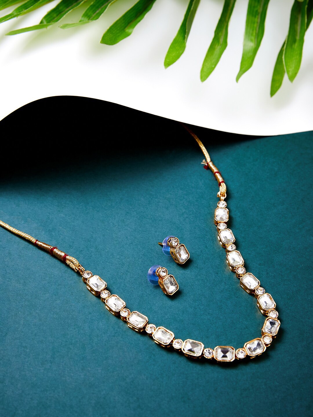 

ATIBELLE Gold Plated Kundan Studded Jewellery Set