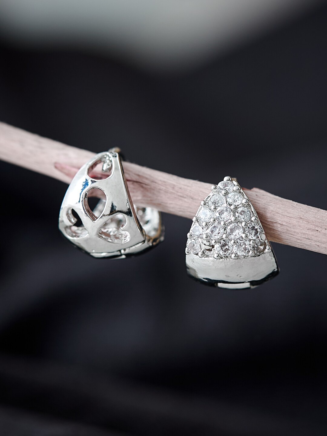 

ATIBELLE Silver Plated CZ Studded Studs Earrings