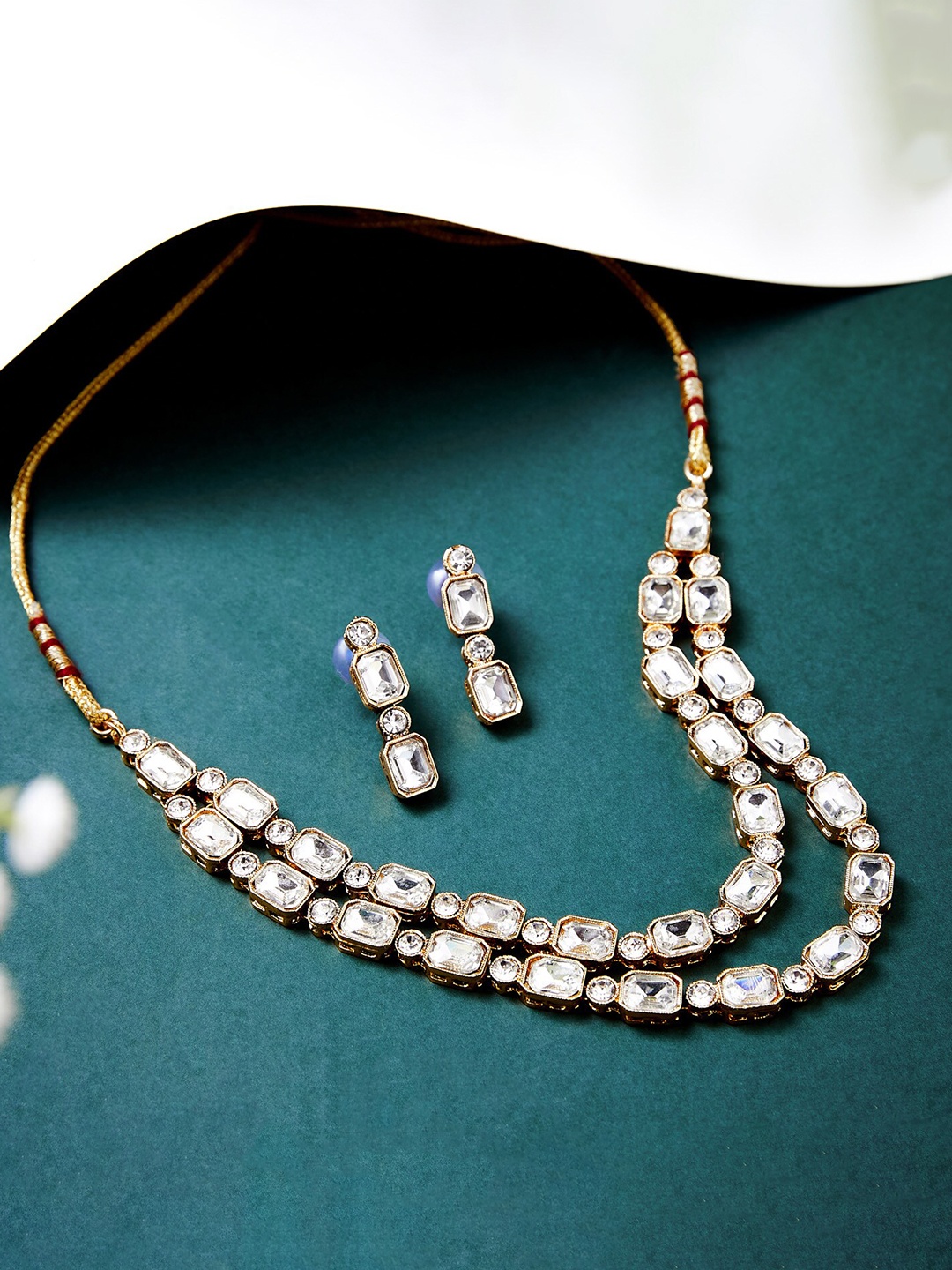 

ATIBELLE Gold Plated Kundan Studded Jewellery Set