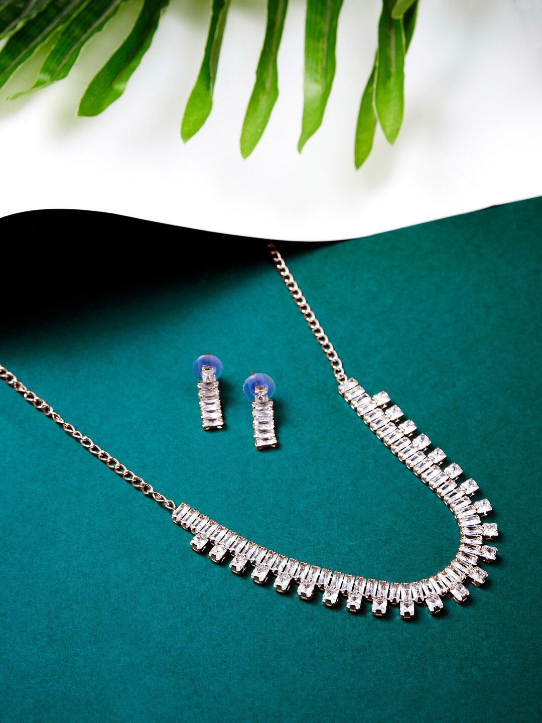 

ATIBELLE Rose Gold-Plated Cubic Zirconia-Studded Necklace & Earrings