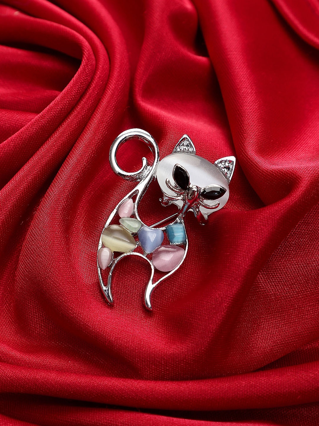 

Mali Fionna Women Stone-Studded Brooch, Silver