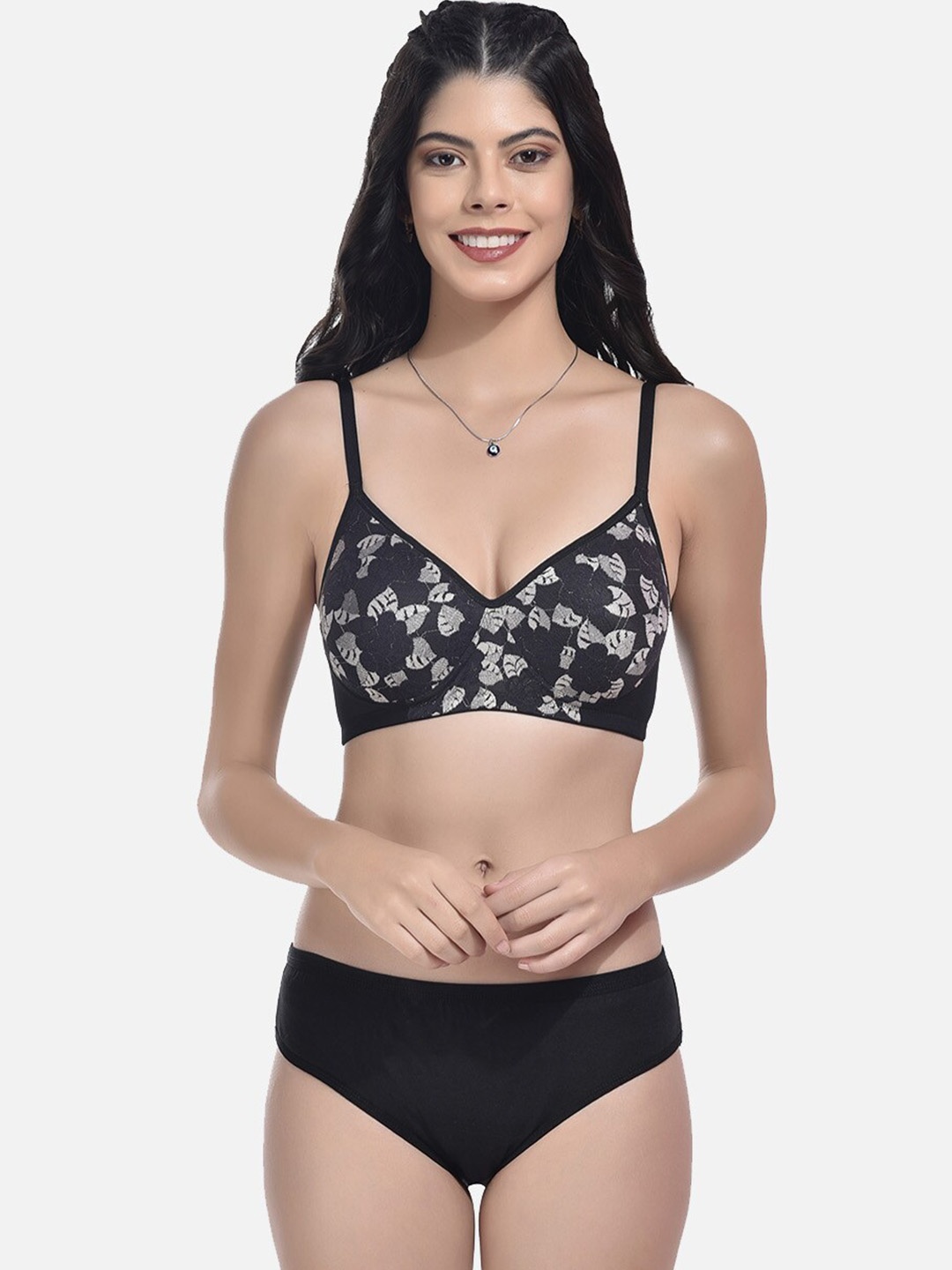 

StyFun Self-Design Lightly Padded Lingerie Set, Black