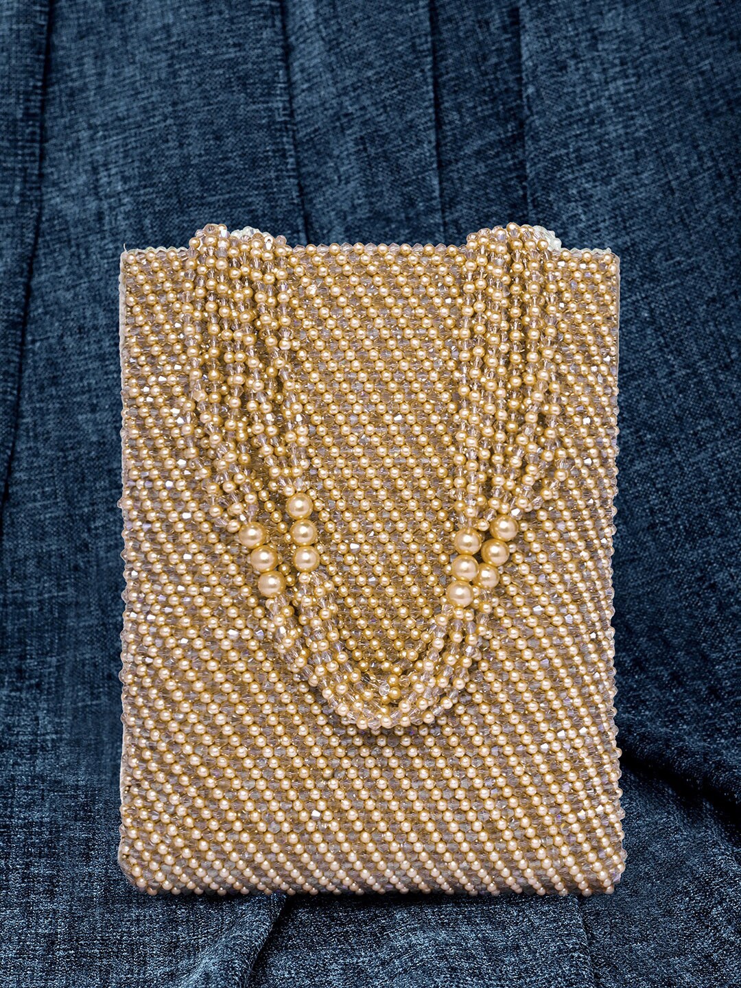 

Peora Embellished Wrist Loop Purse Clutch, Gold