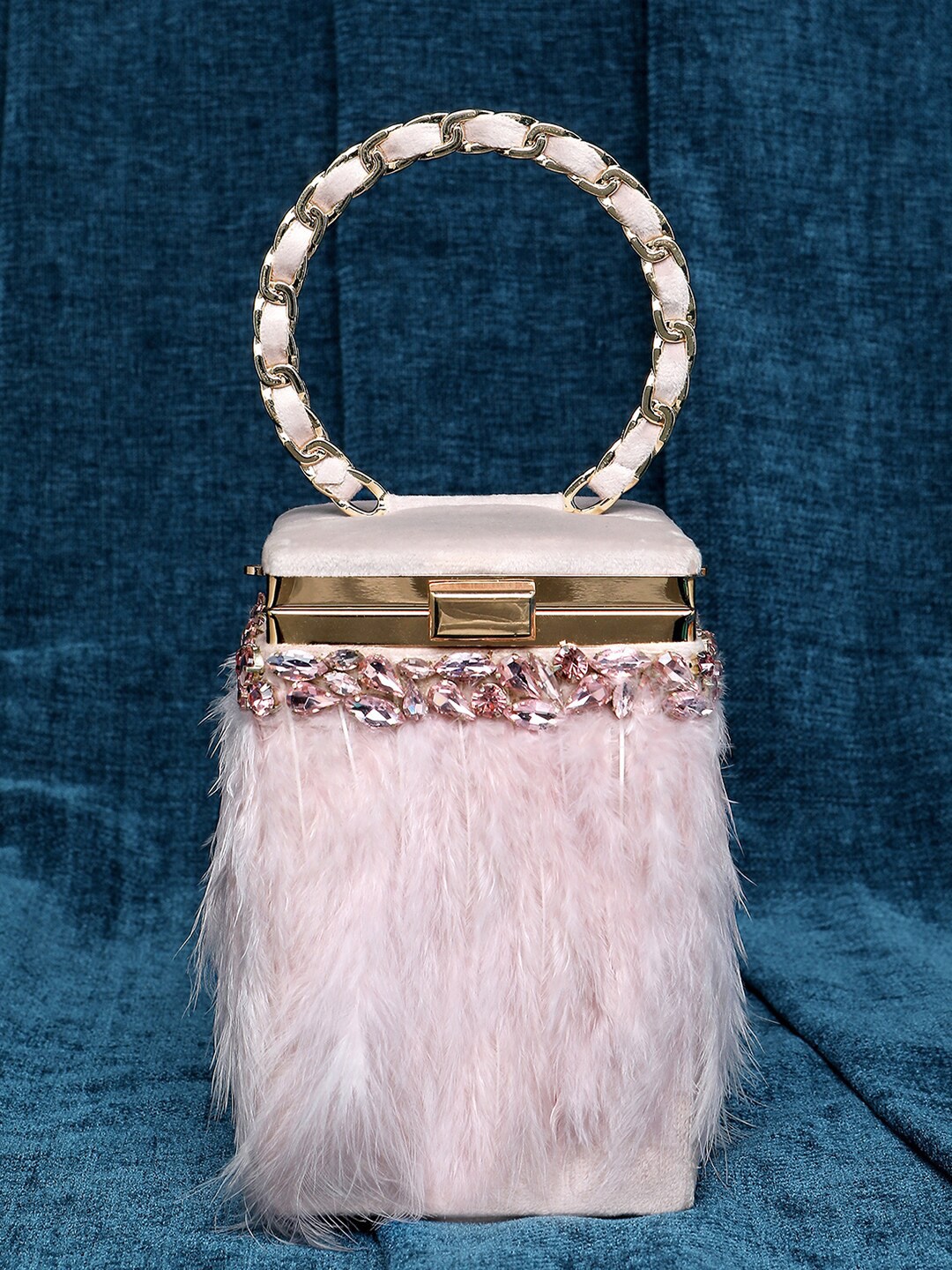

Peora Embellished Party Box Clutch, Pink