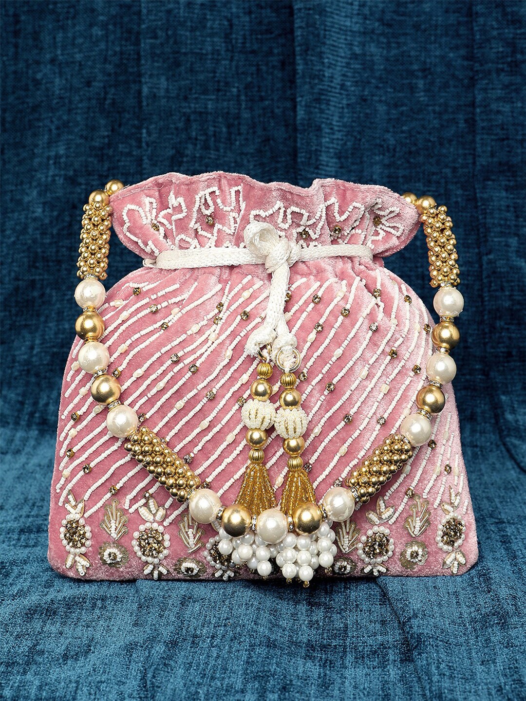 

Peora Embellished Potli Clutch, Pink