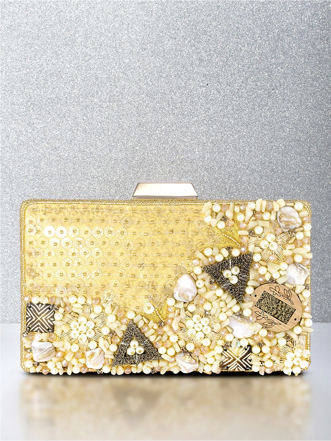 

Peora Gold-Toned Embellished Box Clutch