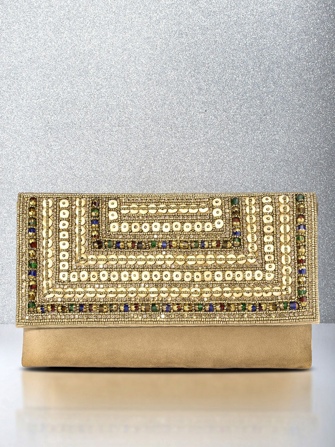 

Peora Embellished Purse Clutch, Cream