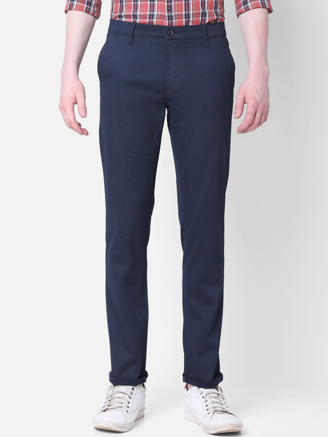 

MOZZO Men Slim Fit Cotton Chinos Trousers, Navy blue