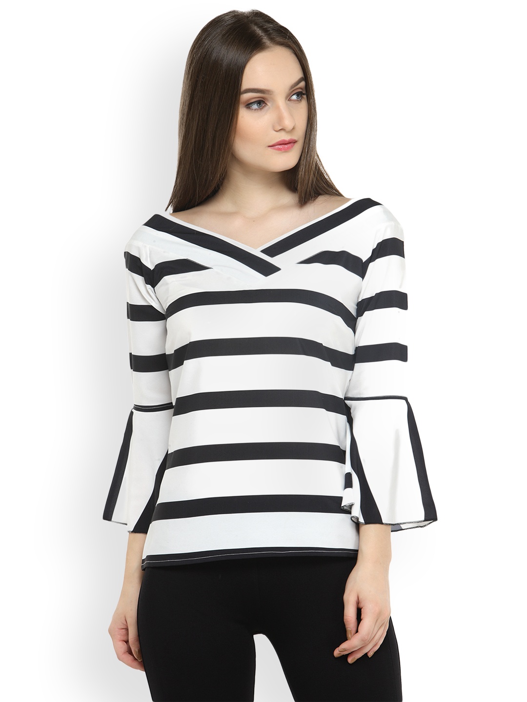 

plusS Women White Striped Top