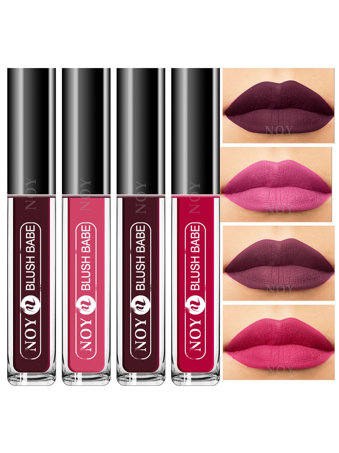 

NOY Set of 4 Blush Babe Smudge-Free Matte Liquid Lipstick 4 ml each - Shade 01-02-05-08, Multi