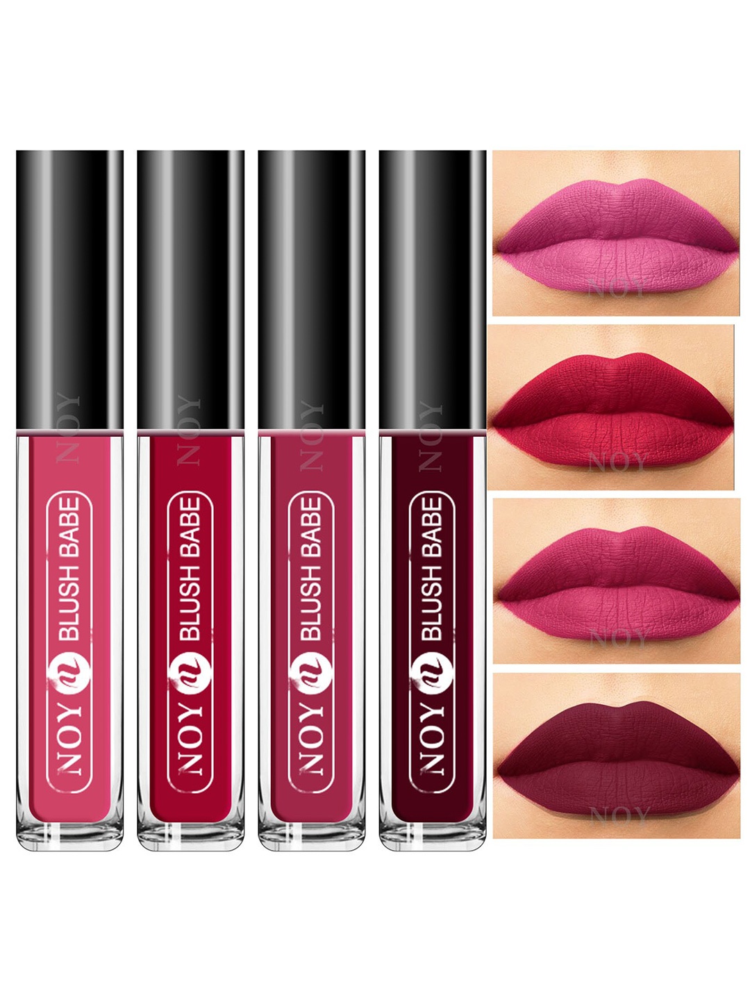 

NOY Set of 4 Blush Babe Smudge-Free Matte Liquid Lipstick 4 ml each - Shade 02-03-06-07, Multi