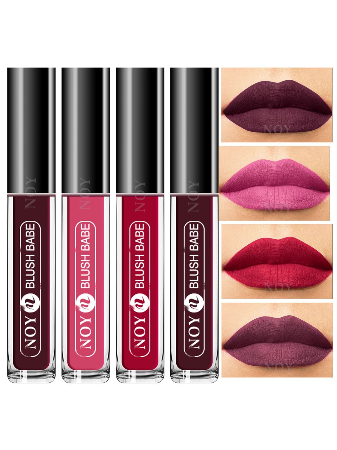 

NOY Set of 4 Blush Babe Smudge-Free Matte Liquid Lipstick 4 ml each - Shade 01-02-03-05, Multi