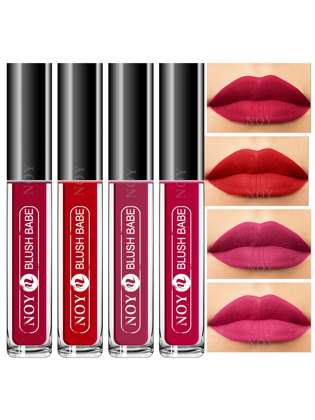 

NOY Set of 4 Blush Babe Smudge-Free Matte Liquid Lipstick 4 ml each - Shade 03-04-06-08, Multi