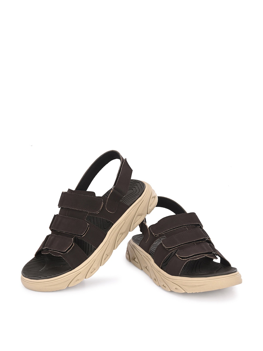 

ATTITUDIST Men Anti-Skidding Sole & Odourless Insole Sports Sandals With Velcro Closure, Brown