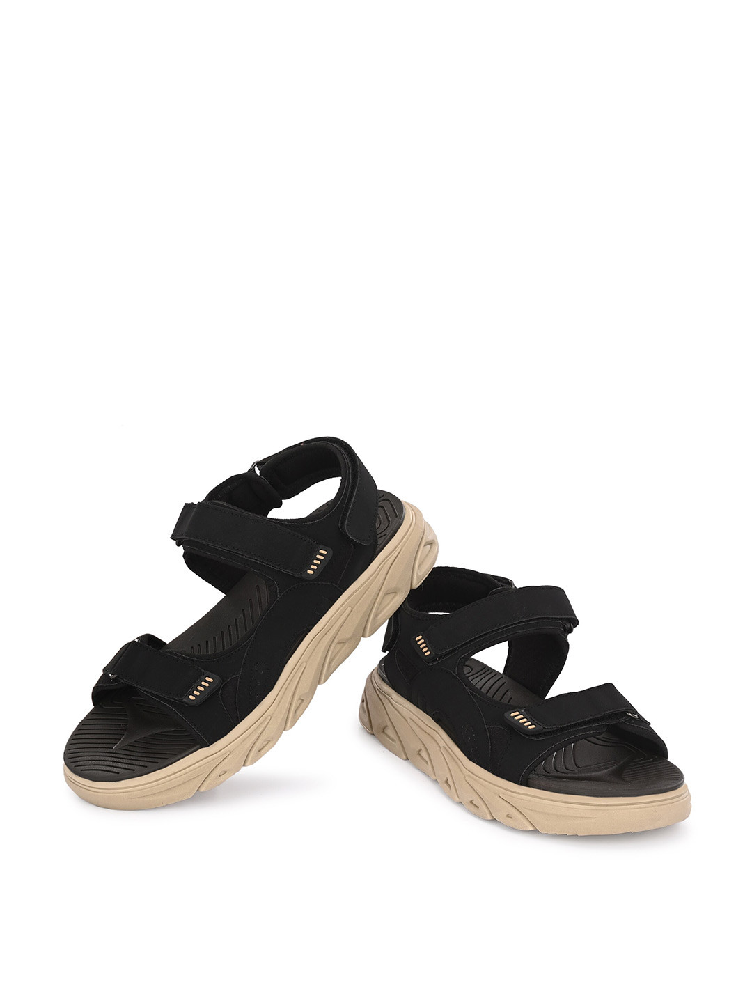 

ATTITUDIST Men Anti-Skidding Sole & Odourless Insole Sports Sandals With Velcro Closure, Black
