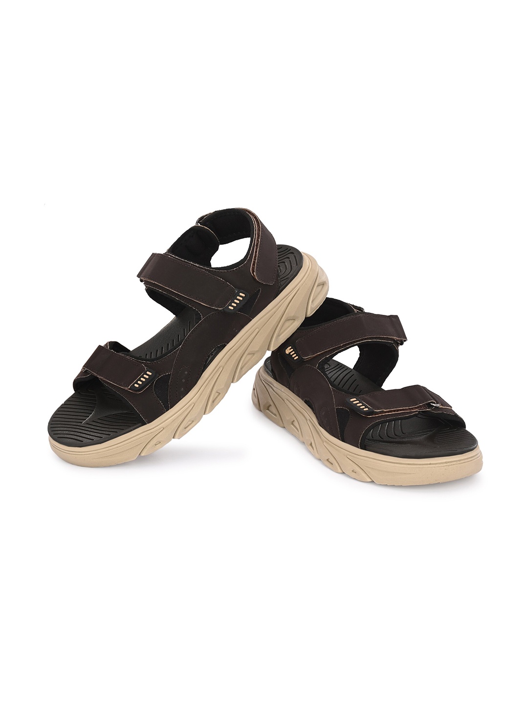 

ATTITUDIST Men Anti-Skidding Sole & Odourless Sports Sandals With Velcro Closure, Brown