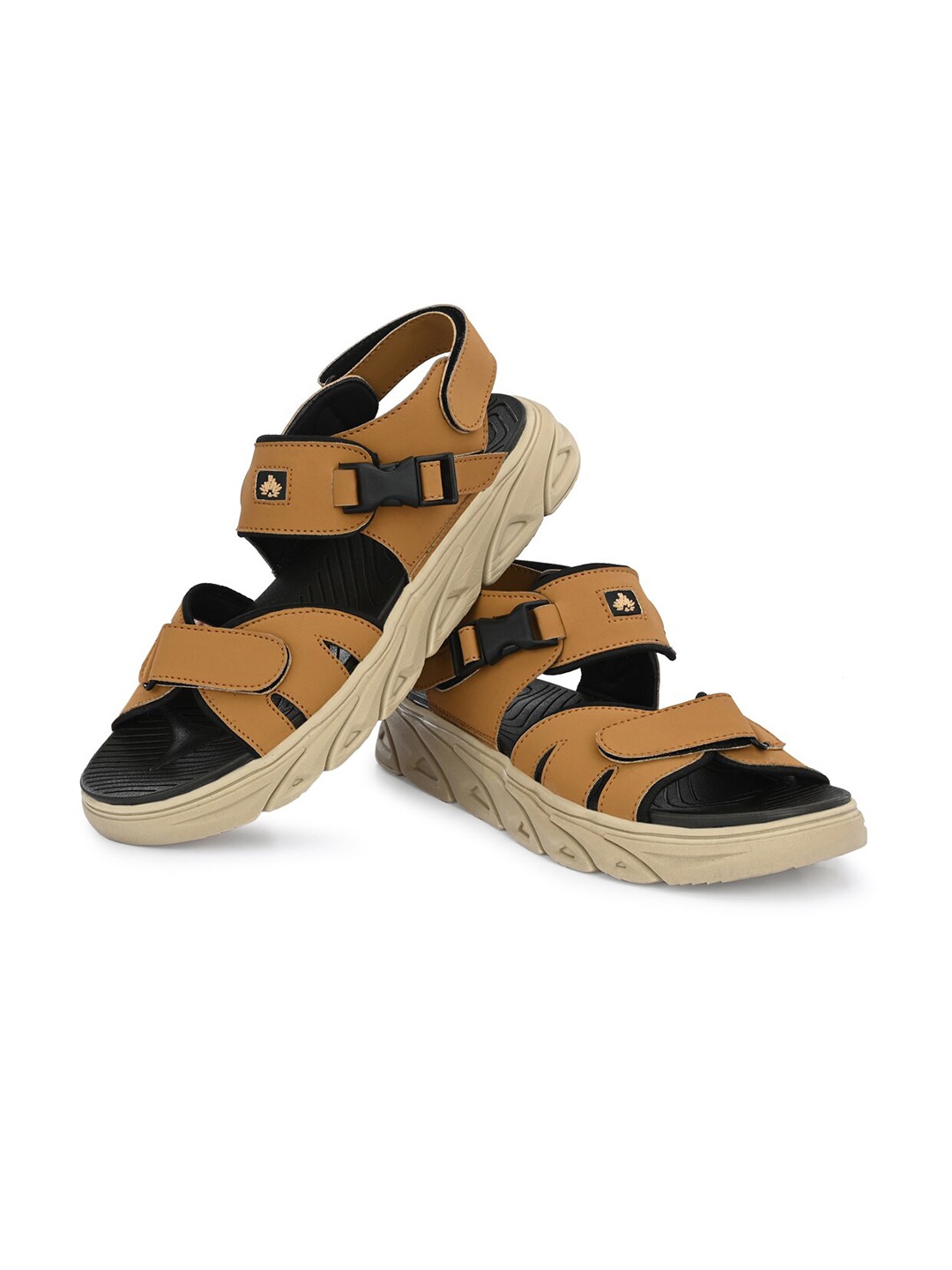 

ATTITUDIST Men Anti-Skidding Sole & Odourless Comfort Sandals With Velcro Closure, Tan