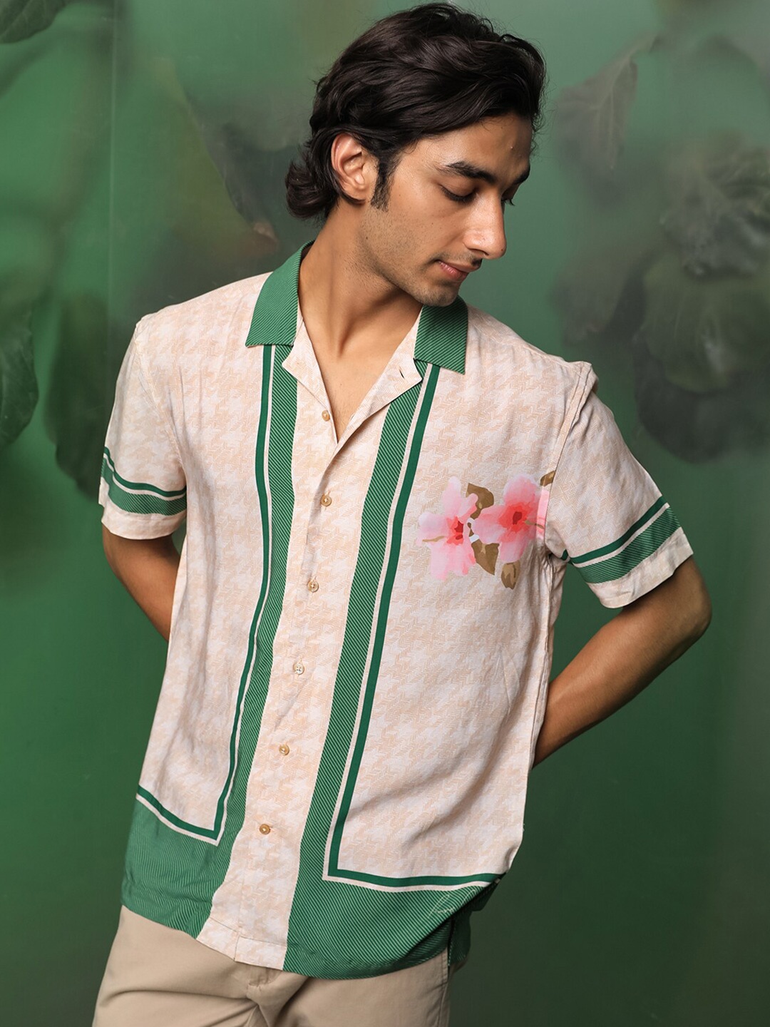 

RARE RABBIT Men Tonic Floral Printed Slim Fit Shirt, Green