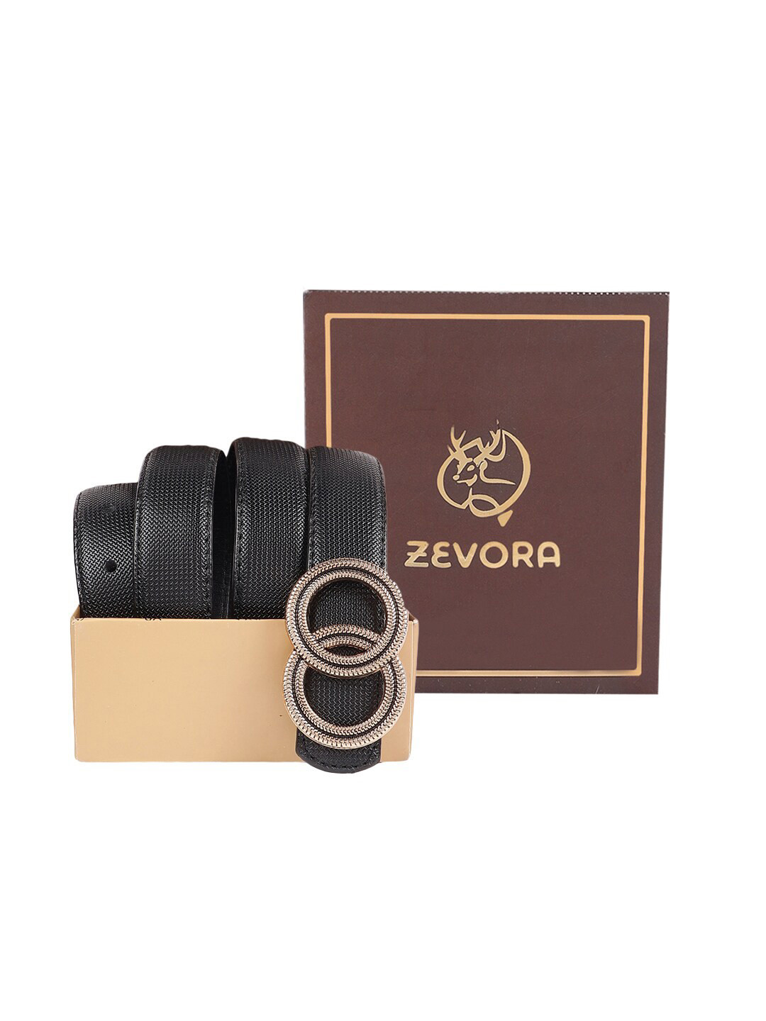

ZEVORA Women Leather Belt, Black