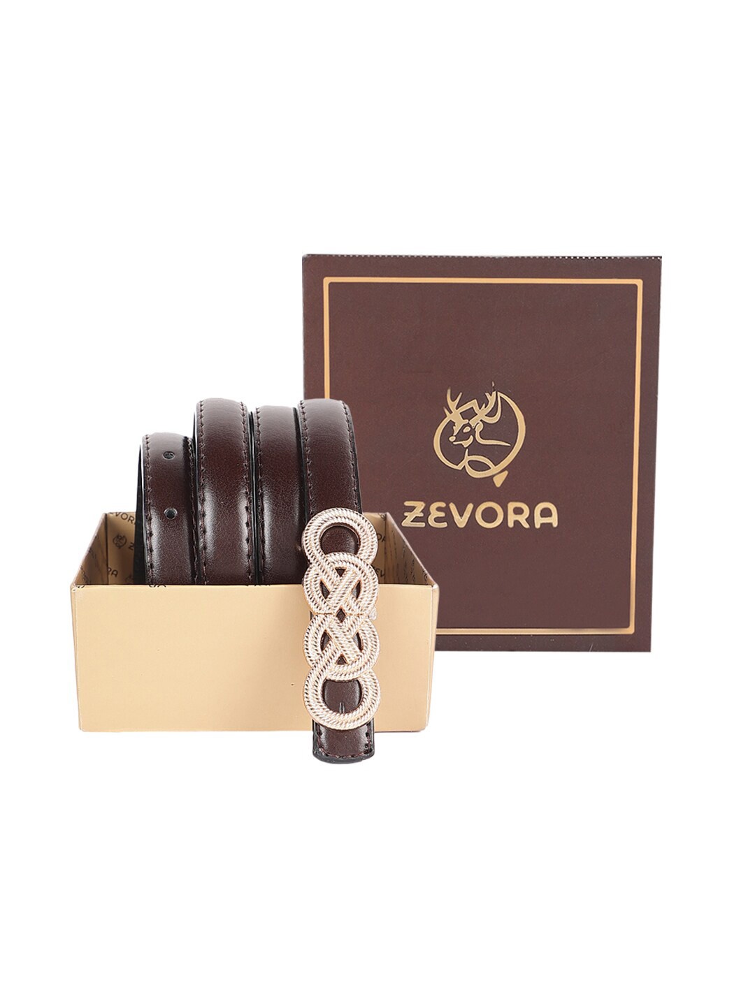 

ZEVORA Women Leather Belt, Brown