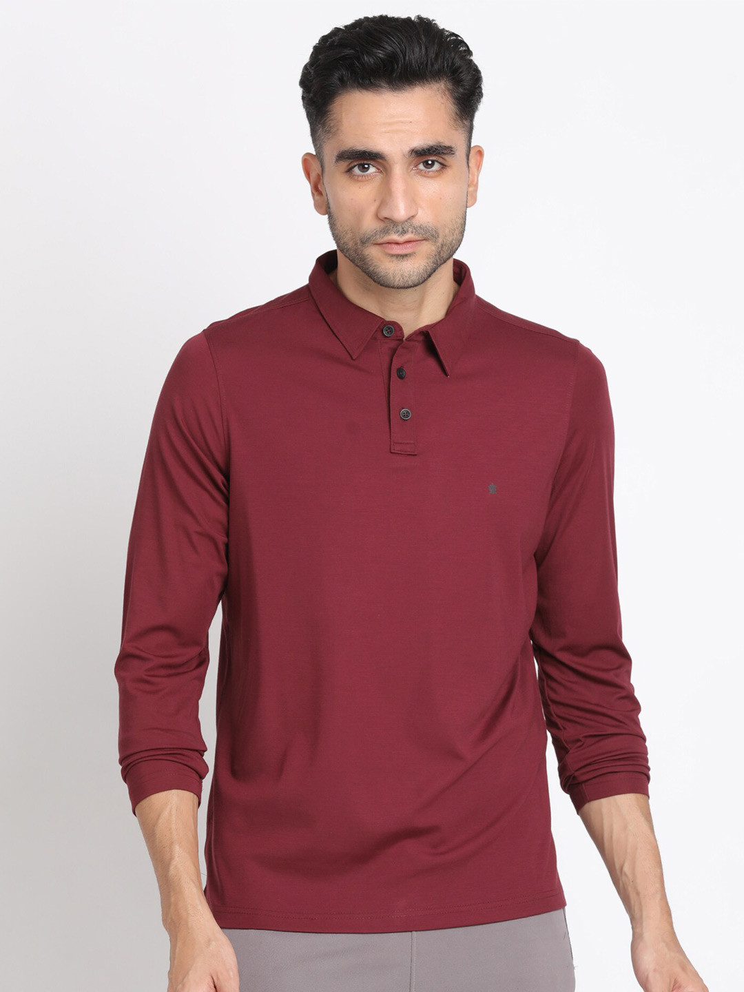 

Turtle Polo Collar Slim Fit Knitted T-shirt, Maroon
