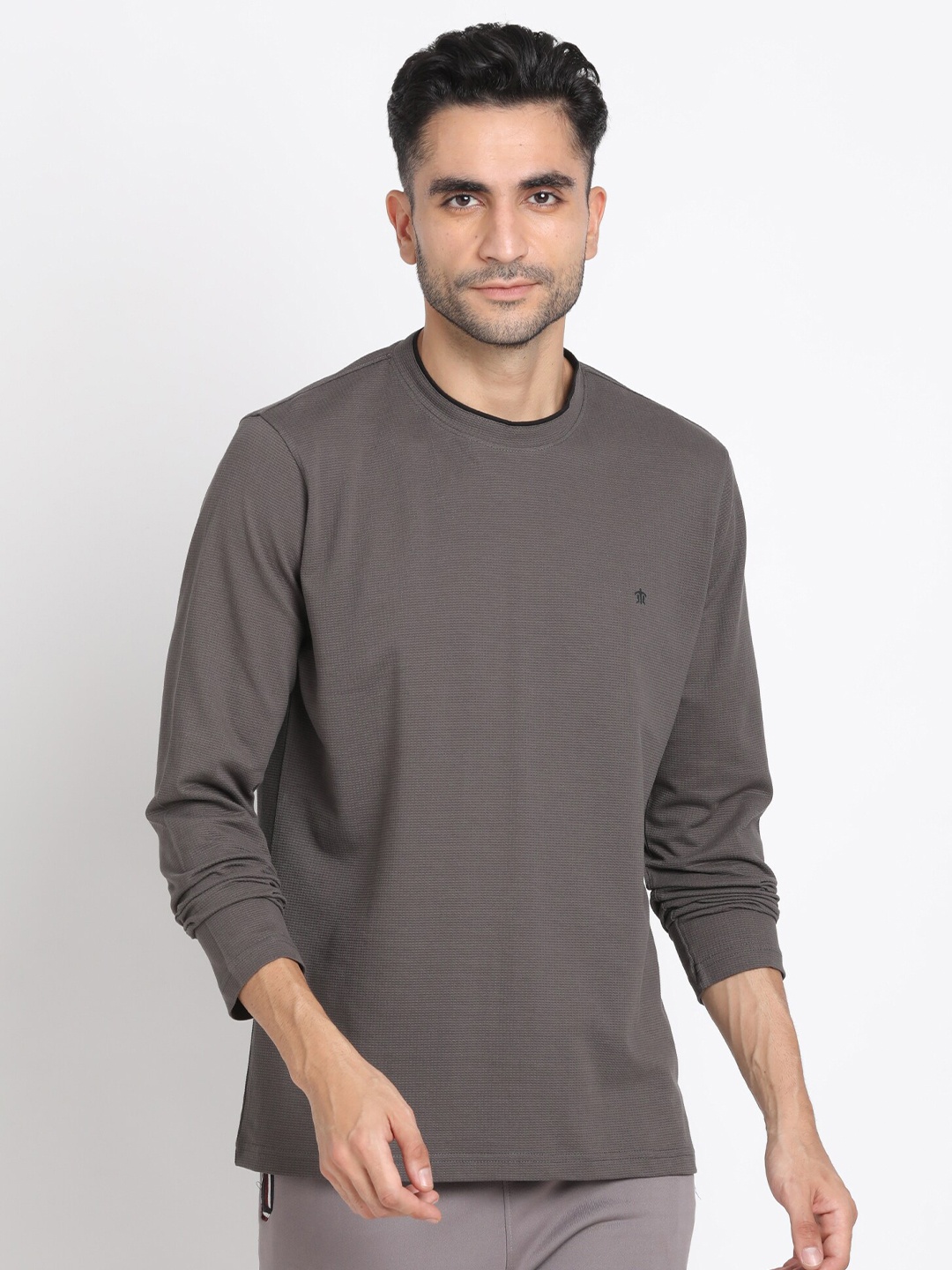 

Turtle Round Neck Pure Cotton Slim Fit T-shirt, Grey