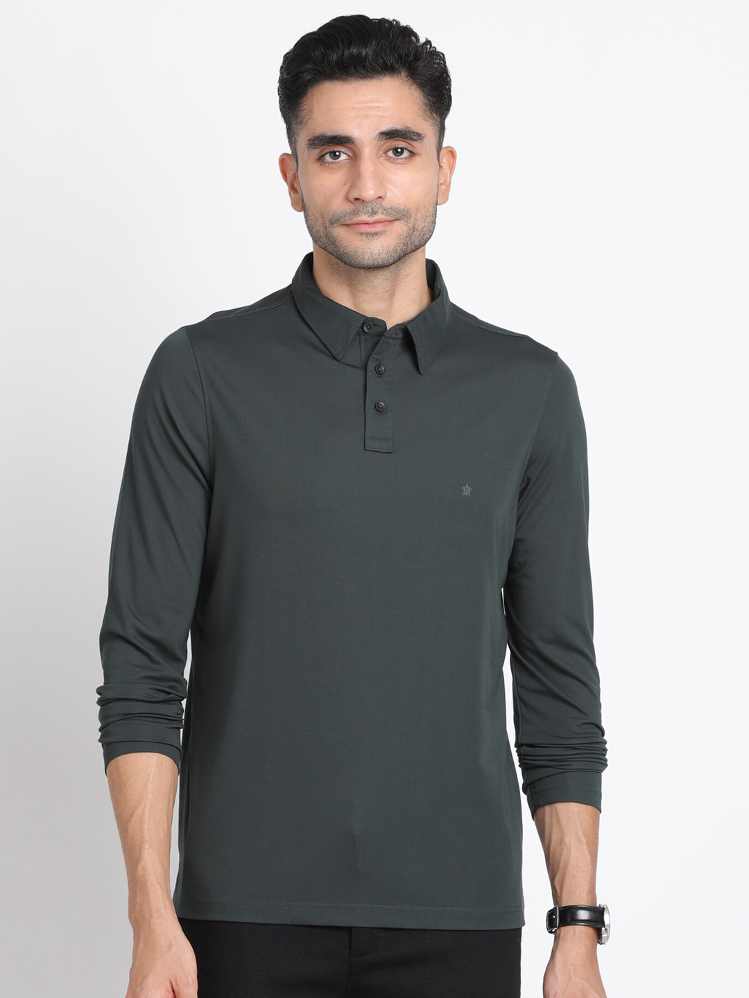 

Turtle Polo Collar Slim Fit Cotton T-Shirt, Olive